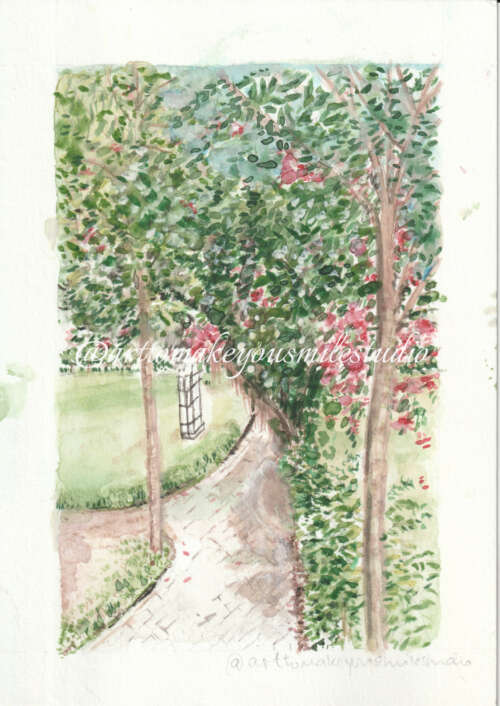 Whispers of Spring: Curved Path Serenity