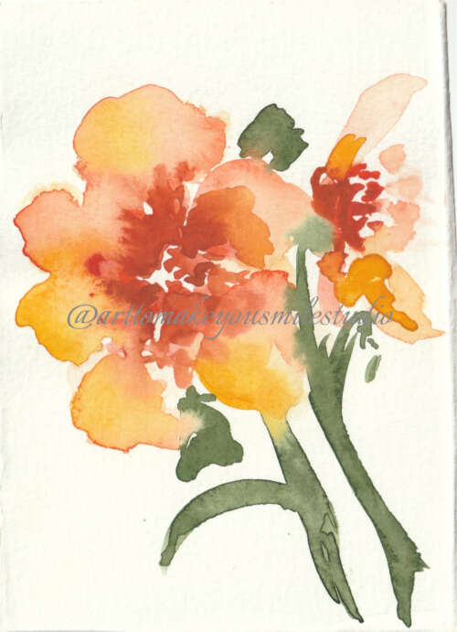 Primal Blooms: A Digital Watercolor Symphony