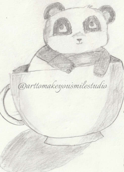Panda Perch: A Cozy Tea-Time Sketch