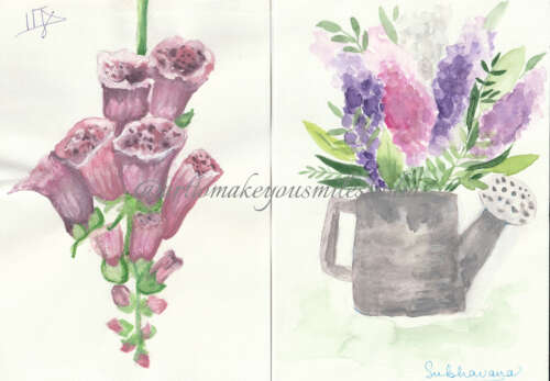 Floral Duets: A Watercolor Symphony by Subhavana