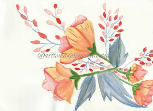 Radiant Blooms: A Watercolor Bouquet in Orange and Pink