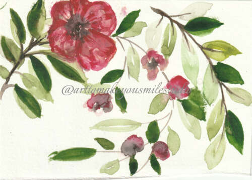 Pink Serenade: A Watercolor Symphony of Blossoms and Berries