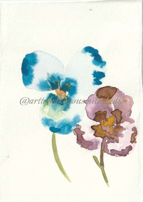 Pansy Symphony: A Watercolor Duet in Blue and Purple