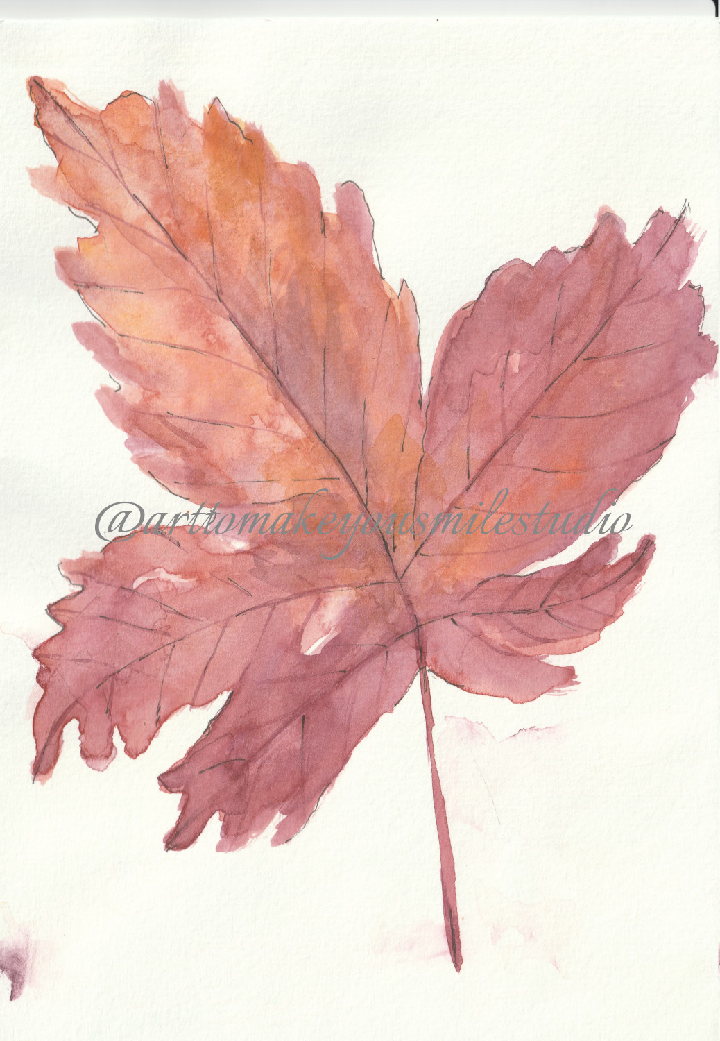 Crimson Solitude: A Watercolor Ode to Autumn