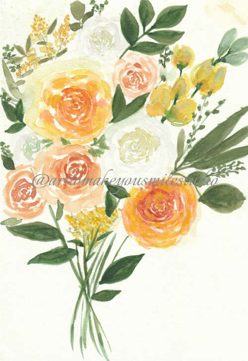Sunlit Symphony: A Bouquet of Watercolor Blossoms