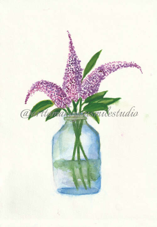 Tranquil Blossoms: Digital Watercolor Serenity