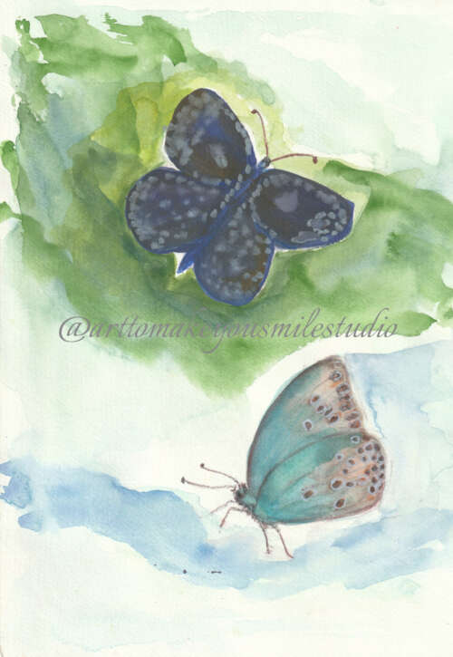 Azure Ballet: Watercolor Dance of Butterflies